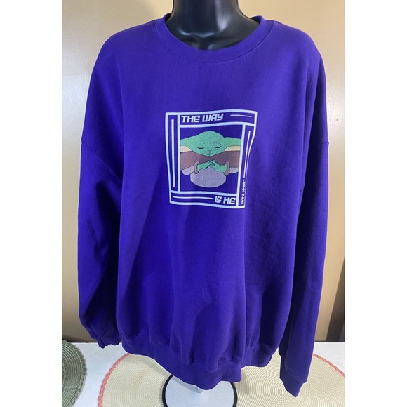 Star Wars Yoda Print Gildan Purple Pullover Sweatshirt Size XL - Picture 2 of 16